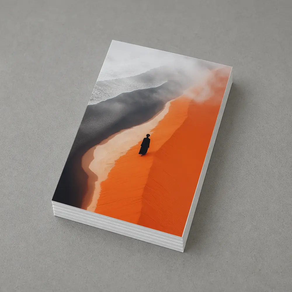 Lone Figure Walking Orange Desert Sand Dunes – Postcards