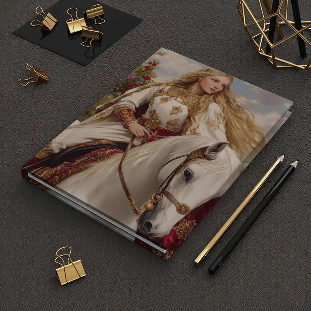 Medieval Princess Riding White Horse Fantasy Art – Notebooks