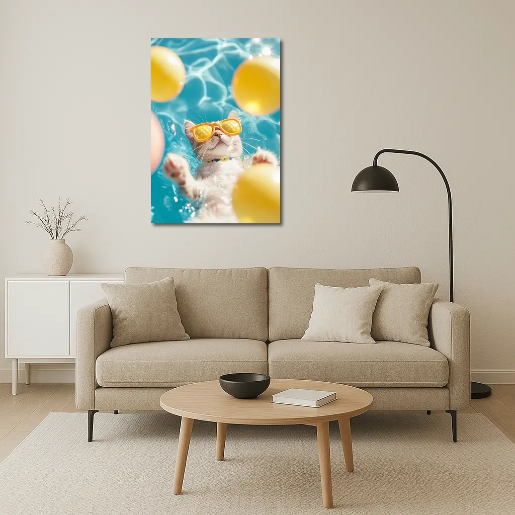 Cool Cat Sunglasses Swimming Pool Summer – Wall Art