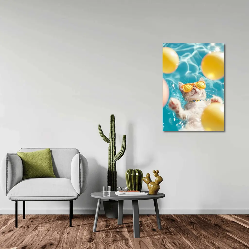 Cool Cat Sunglasses Swimming Pool Summer – Wall Art