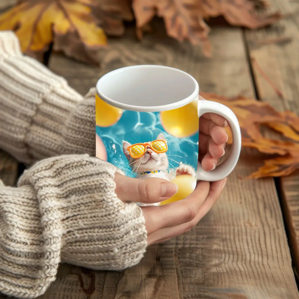 Cool Cat Sunglasses Swimming Pool Summer – Mugs
