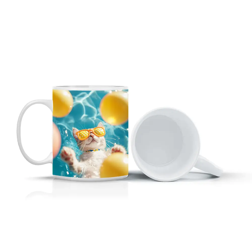 Cool Cat Sunglasses Swimming Pool Summer – Mugs