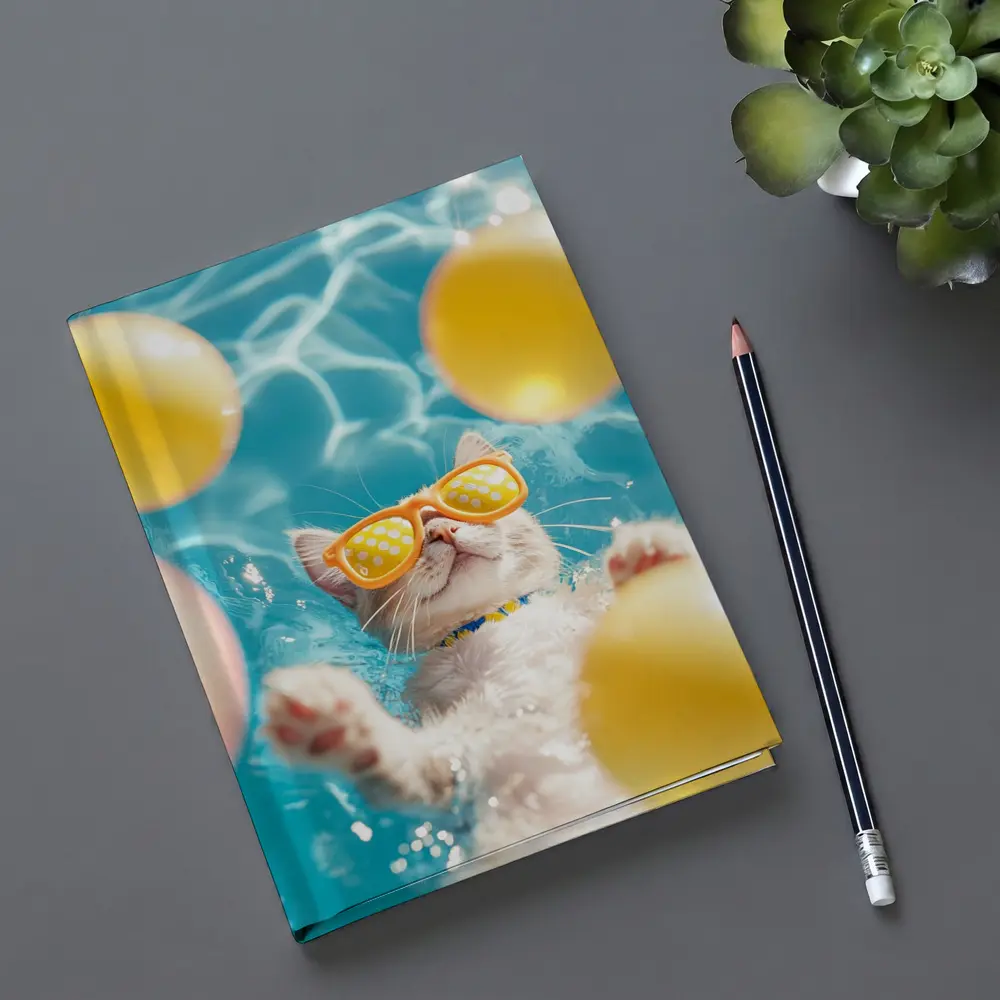 Cool Cat Sunglasses Swimming Pool Summer – Notebooks