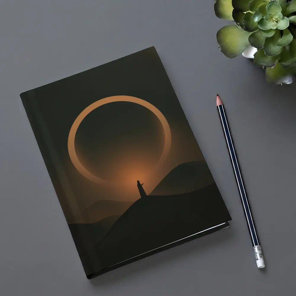 Lone Figure Desert Eclipse Glowing Ring – Notebooks