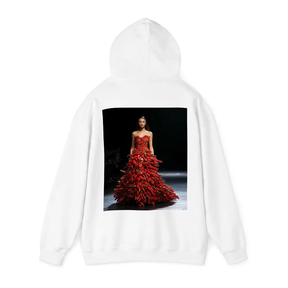 Model Wearing Red Chili Pepper Gown Runway – Hoodies
