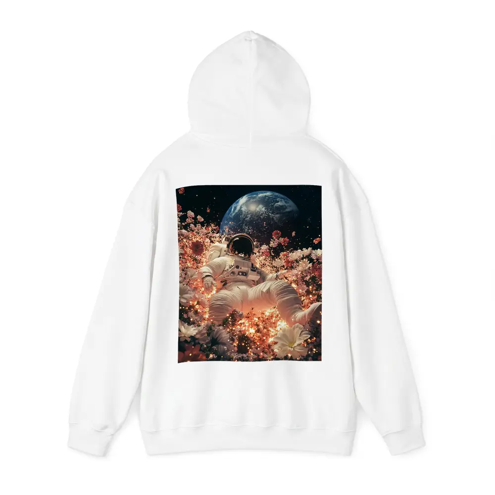 Astronaut Floating Among Flowers Earth Background – Hoodies
