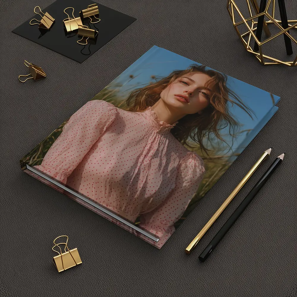 Young Woman Pink Dress Summer Meadow – Notebooks