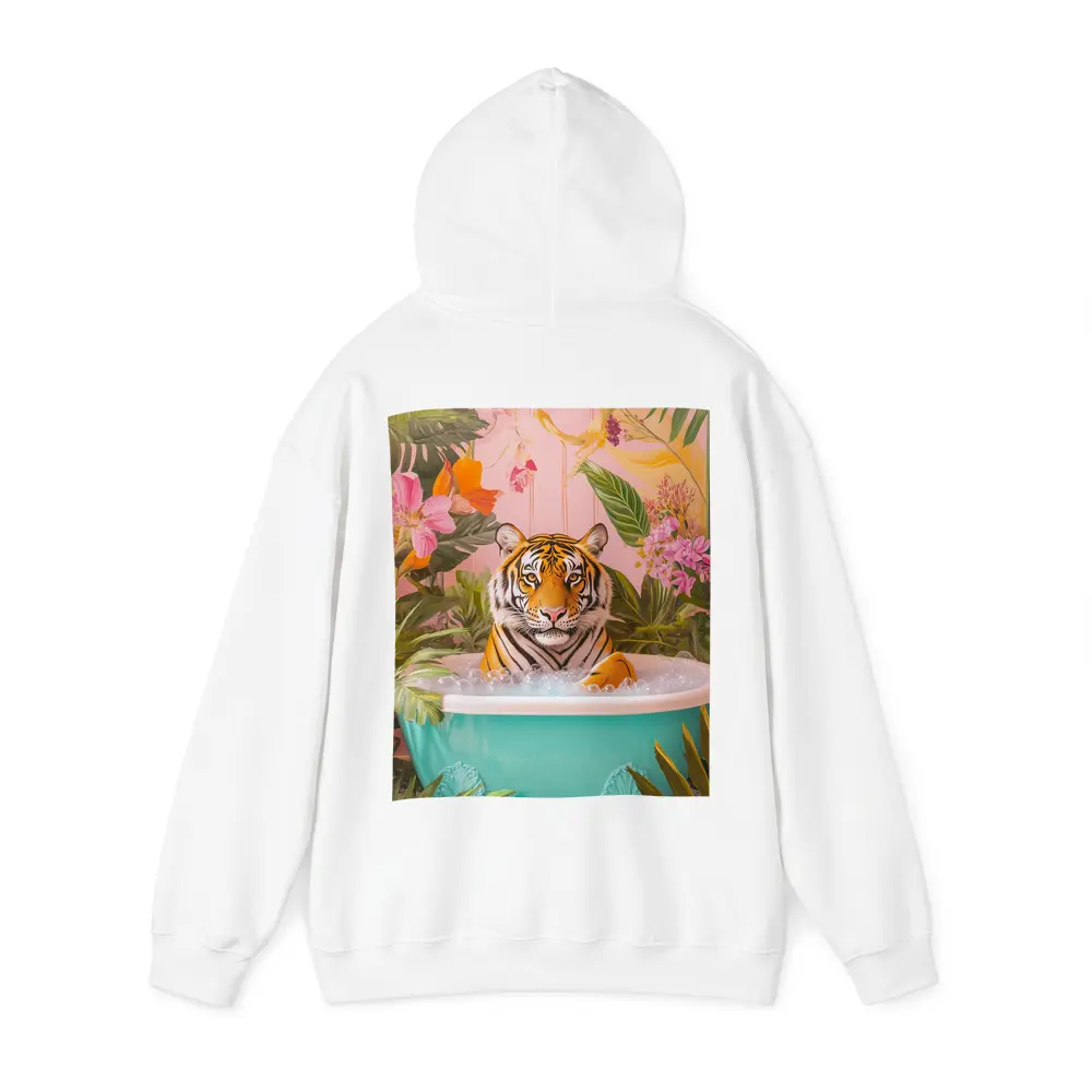Tiger Relaxing In Tropical Floral Bath – Hoodies