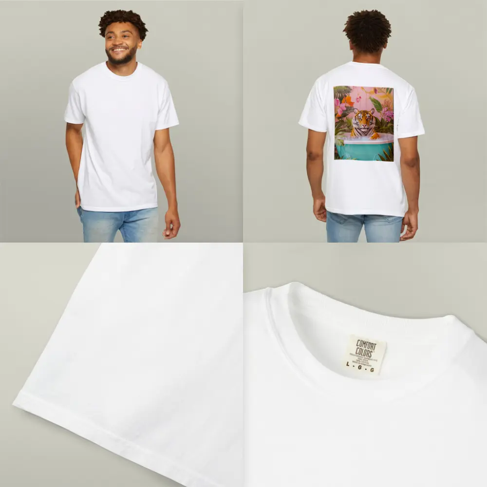 Tiger Relaxing In Tropical Floral Bath – T-Shirts