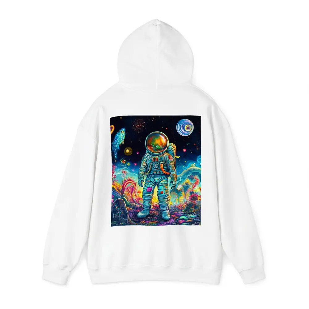 Astronaut Standing In Colorful Alien Landscape – Hoodies