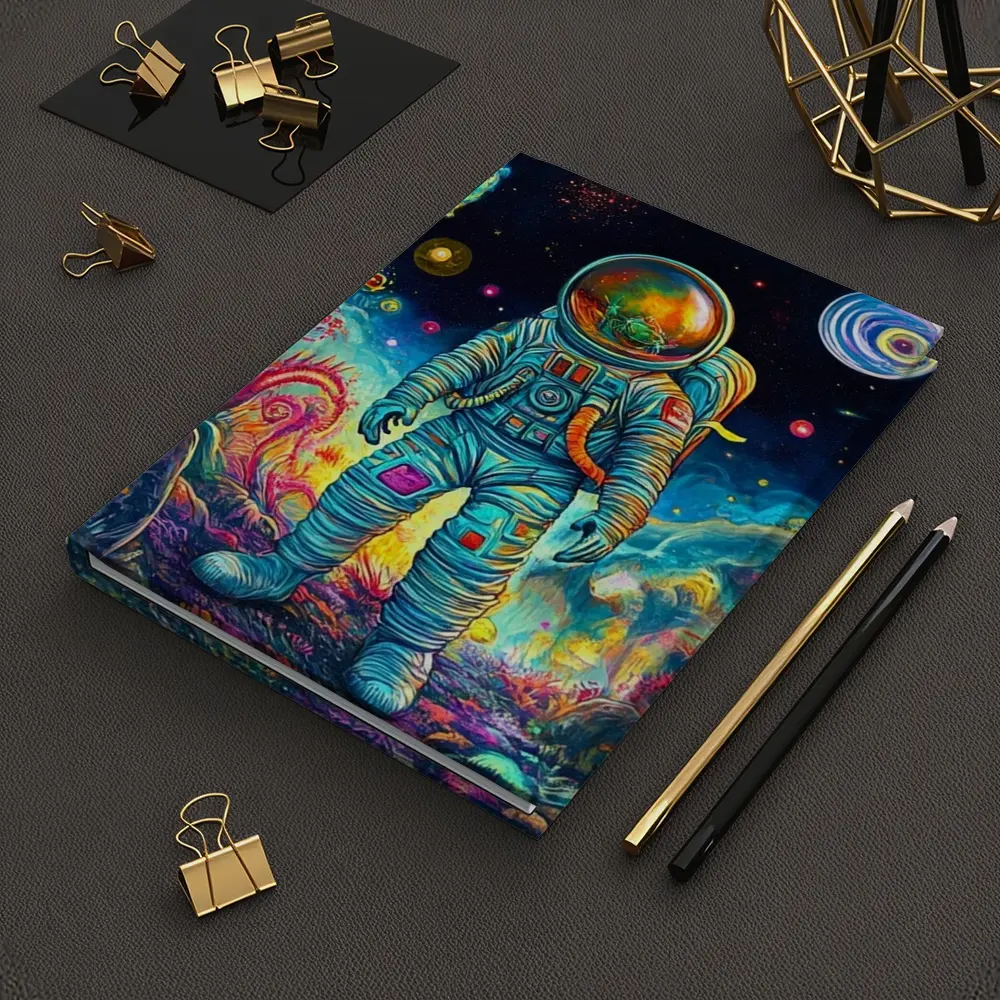 Astronaut Standing In Colorful Alien Landscape – Notebooks