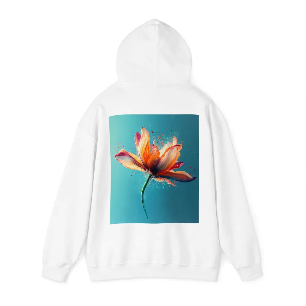 Orange Tulip Flower Explosion Teal Background – Hoodies