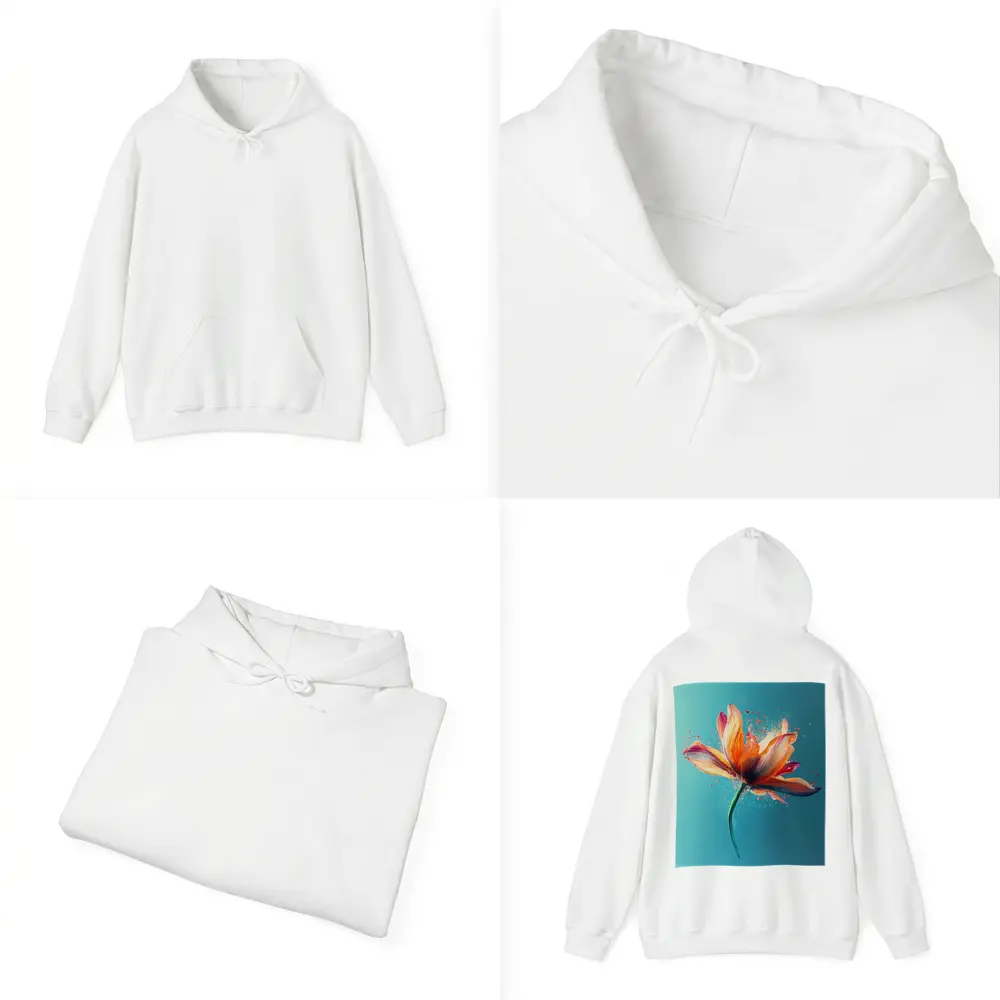 Orange Tulip Flower Explosion Teal Background – Hoodies