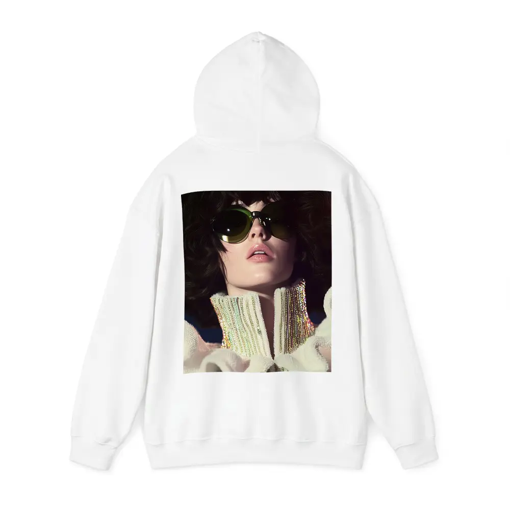 Retro Woman Green Sunglasses Sequin Fashion Portrait – Hoodies