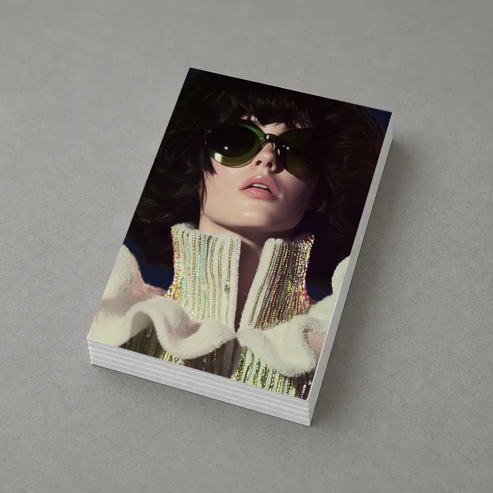 Retro Woman Green Sunglasses Sequin Fashion Portrait – Postcards