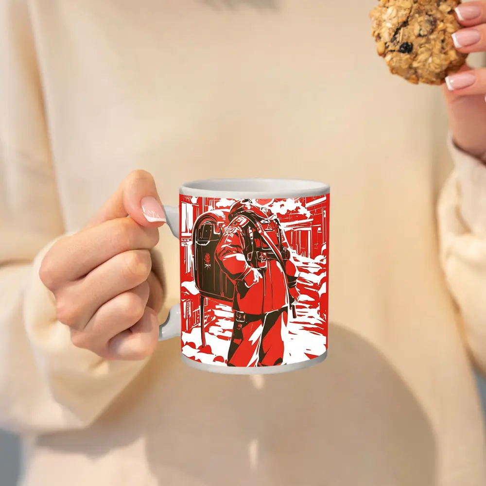 Anime Manga Girl Postal Worker Red City – Mugs