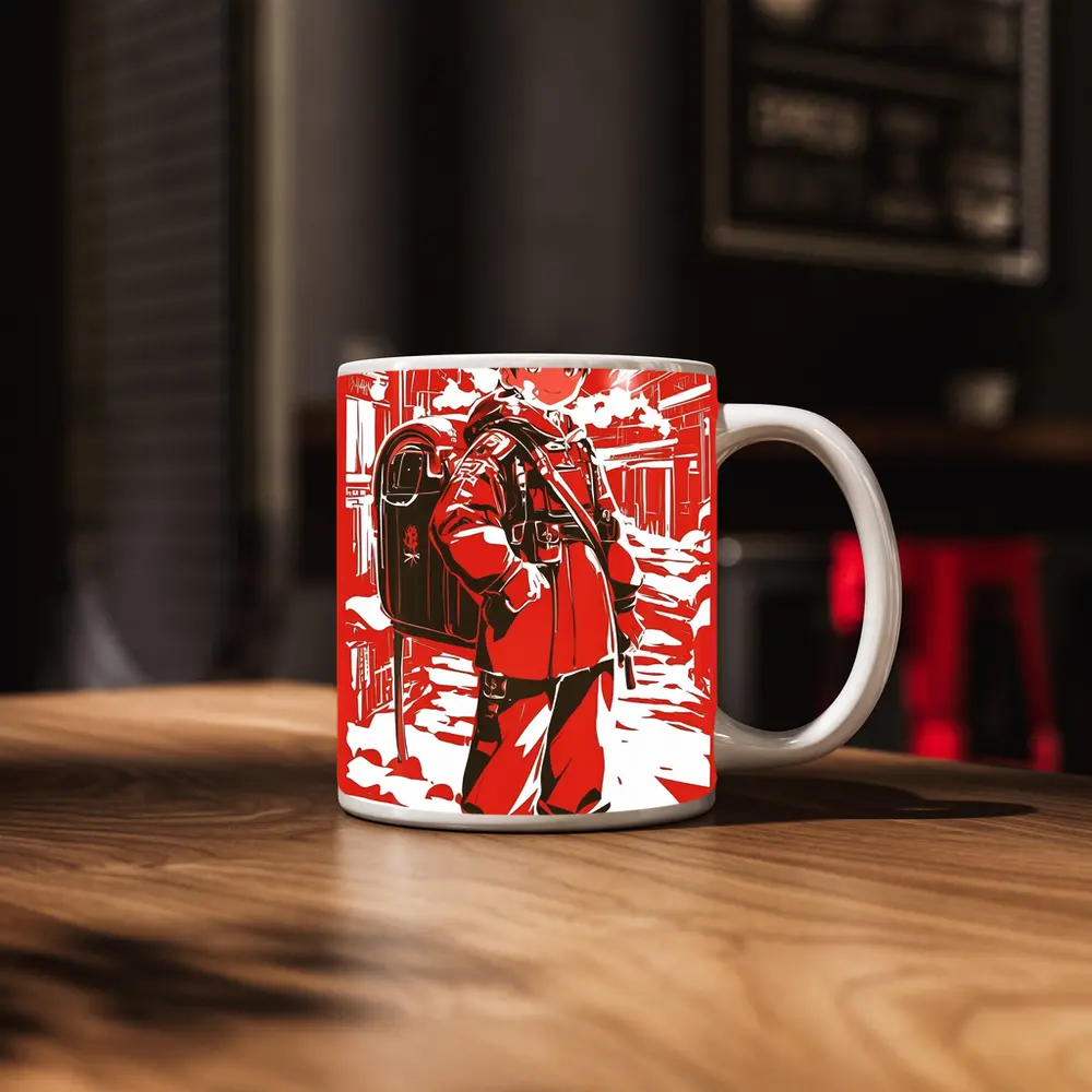 Anime Manga Girl Postal Worker Red City – Mugs