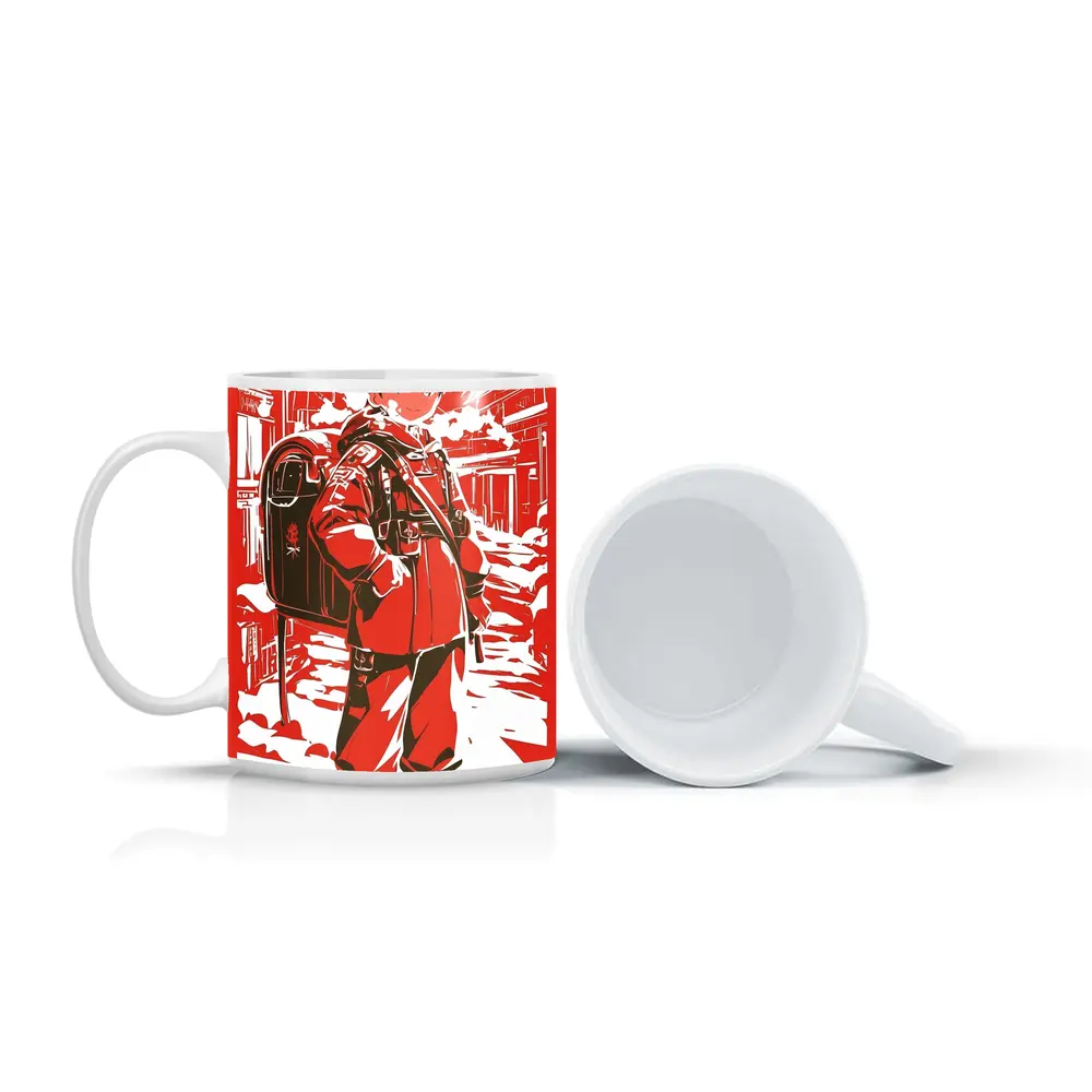Anime Manga Girl Postal Worker Red City – Mugs