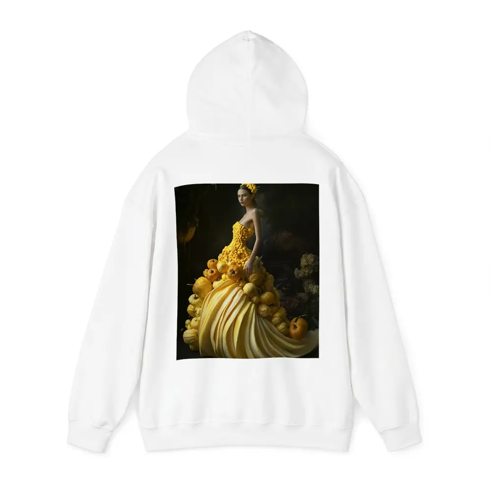 Woman In Yellow Vegetable Gown Dark Background – Hoodies
