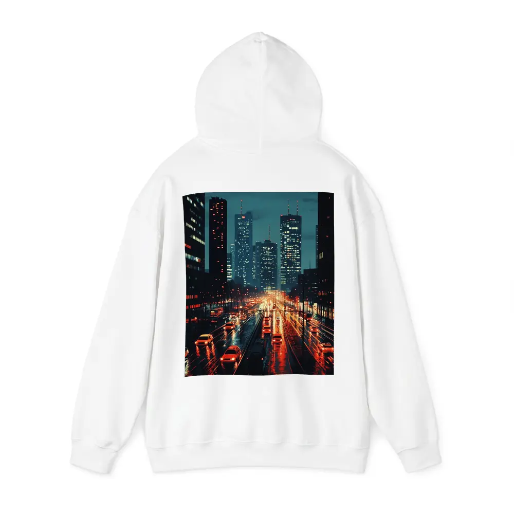 Rainy City Street Night Skyline Scene – Hoodies