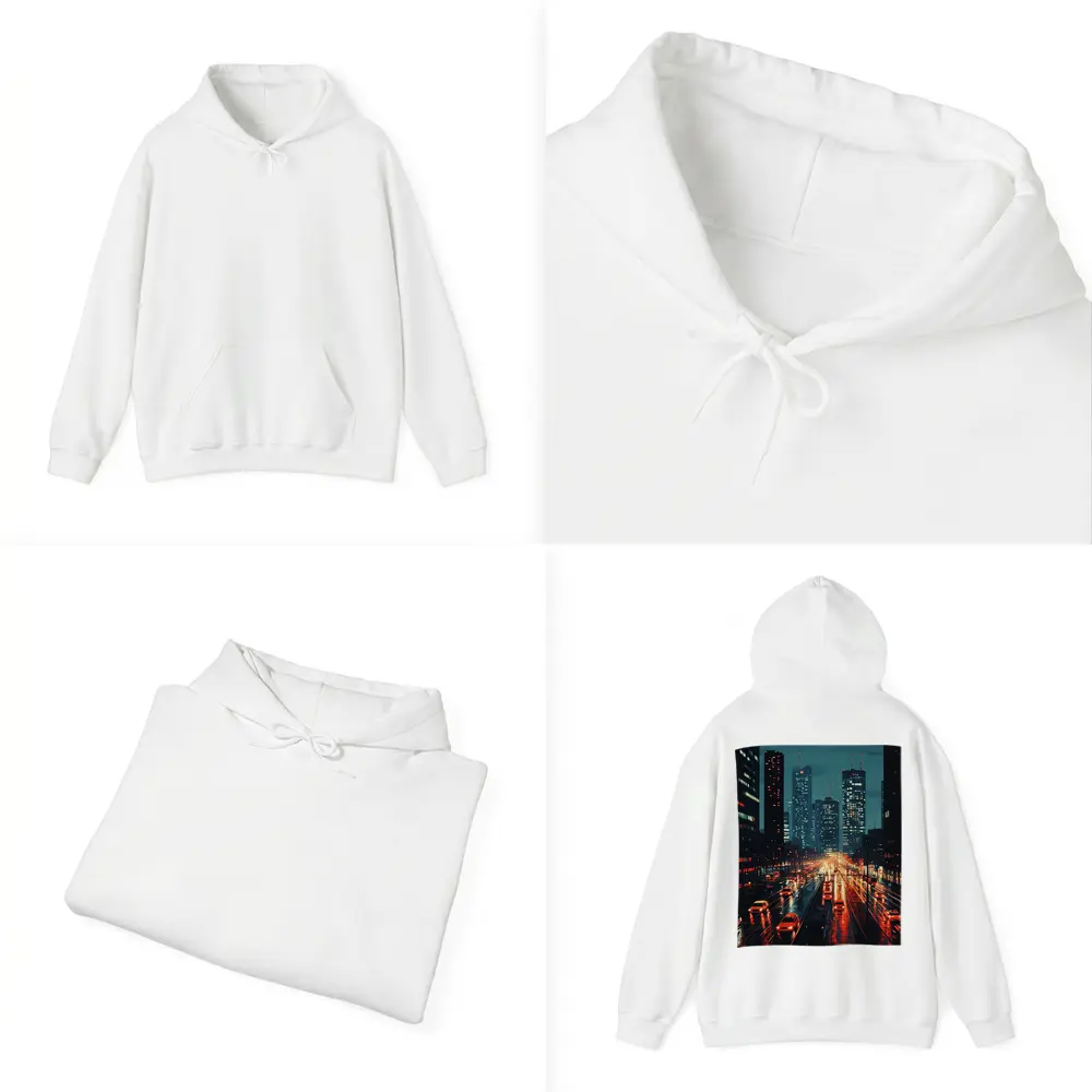 Rainy City Street Night Skyline Scene – Hoodies