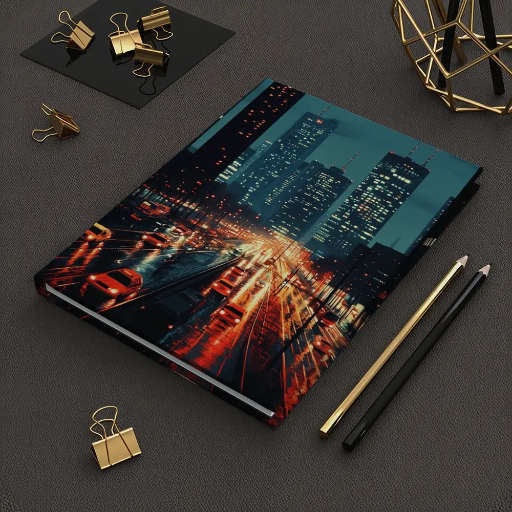 Rainy City Street Night Skyline Scene – Notebooks