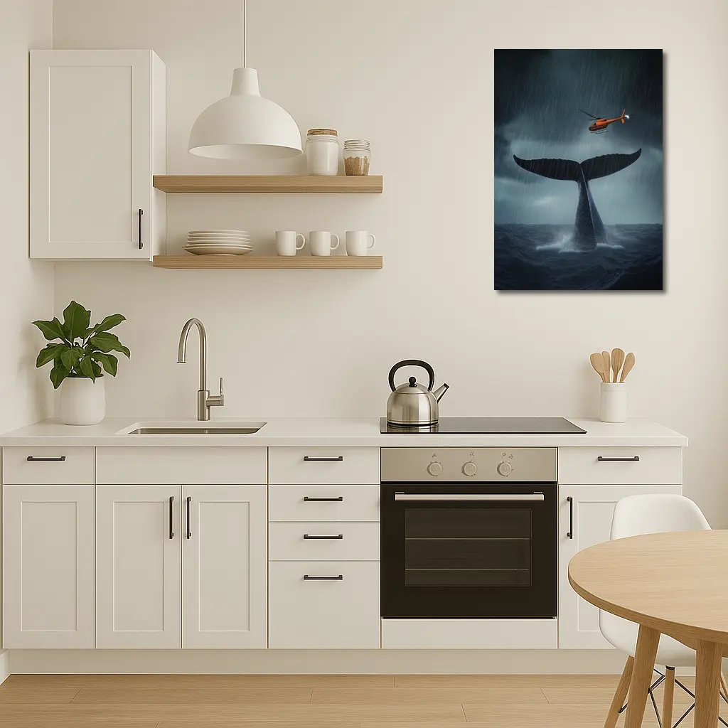 Whale Tail Rising Storm Sea Helicopter – Wall Art