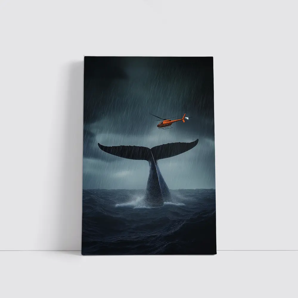 Whale Tail Rising Storm Sea Helicopter – Wall Art