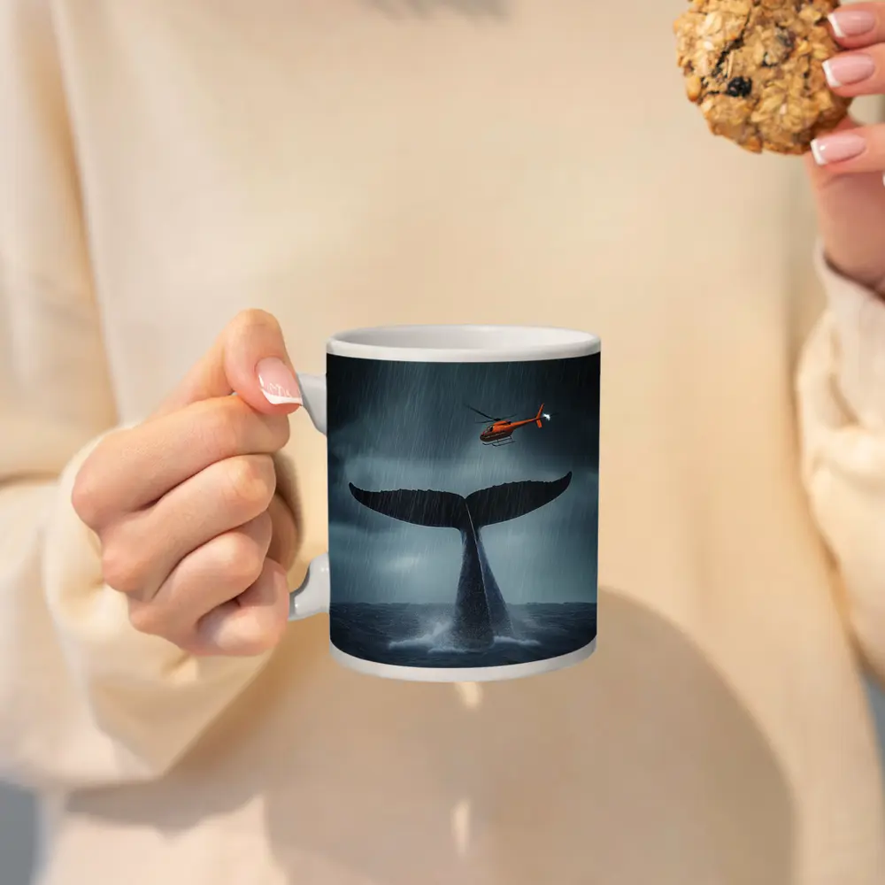 Whale Tail Rising Storm Sea Helicopter – Mugs