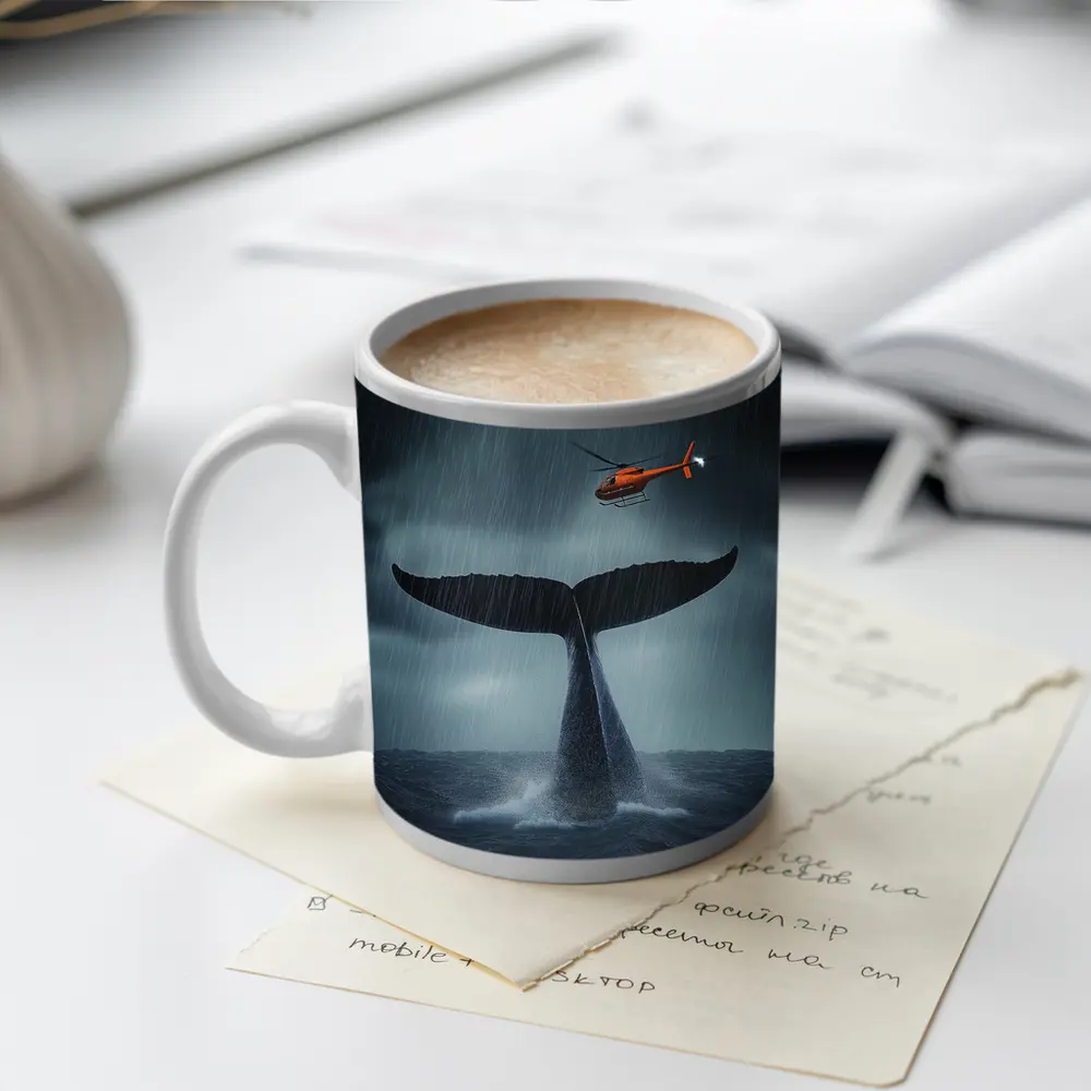 Whale Tail Rising Storm Sea Helicopter – Mugs
