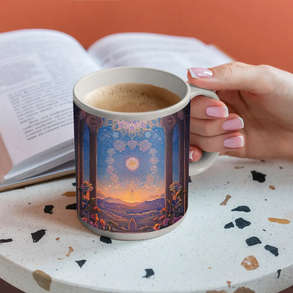 Mandala Arch Floral Mystic Sunset Landscape – Mugs