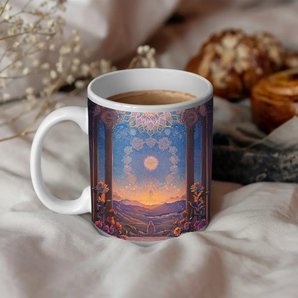 Mandala Arch Floral Mystic Sunset Landscape – Mugs