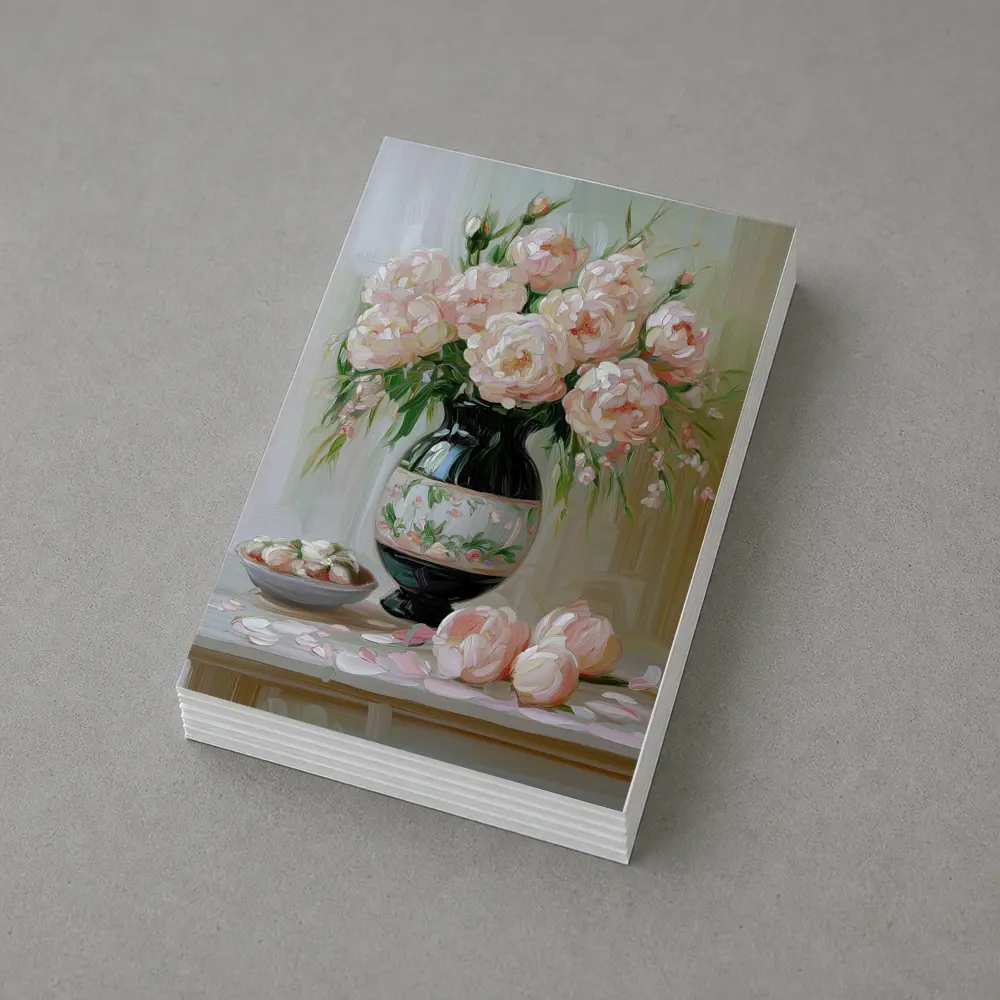 Pink Peonies Oil Painting Still Life – Postcards
