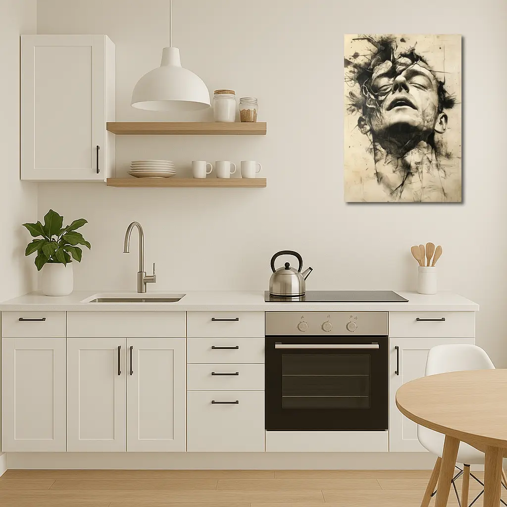 Expressive Charcoal Portrait Man Dark Abstract – Wall Art