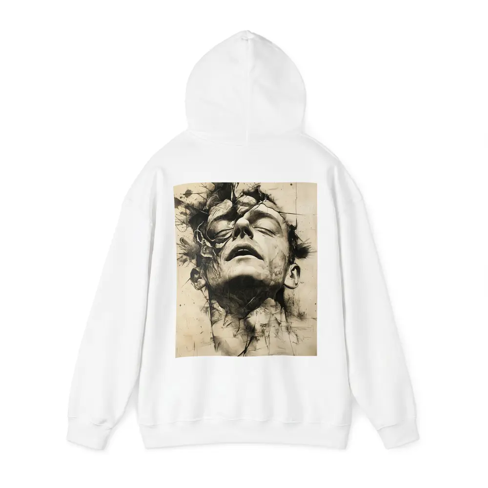 Expressive Charcoal Portrait Man Dark Abstract – Hoodies