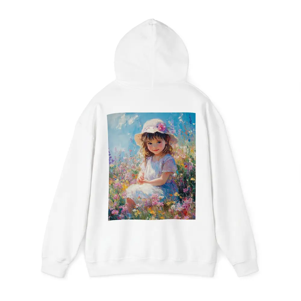 Little Girl Sitting in Wildflower Field Painting – Hoodies