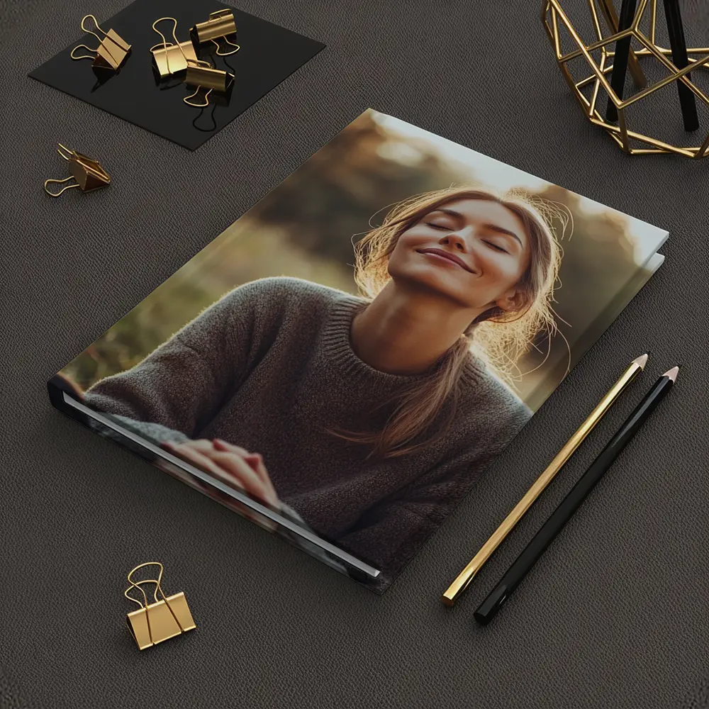 Woman Meditating Outdoors Golden Hour Nature – Notebooks