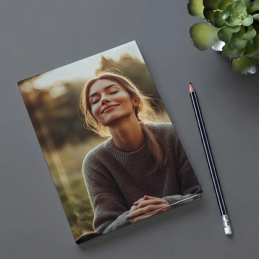 Woman Meditating Outdoors Golden Hour Nature – Notebooks