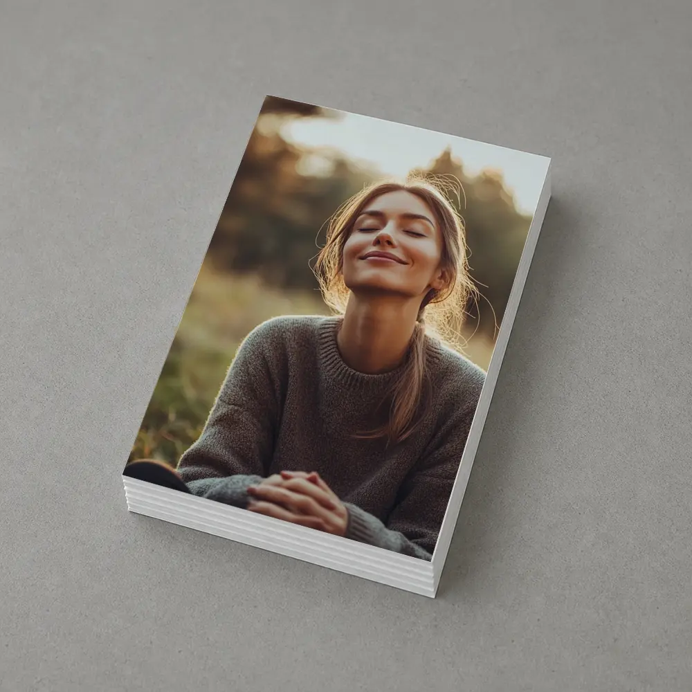 Woman Meditating Outdoors Golden Hour Nature – Postcards