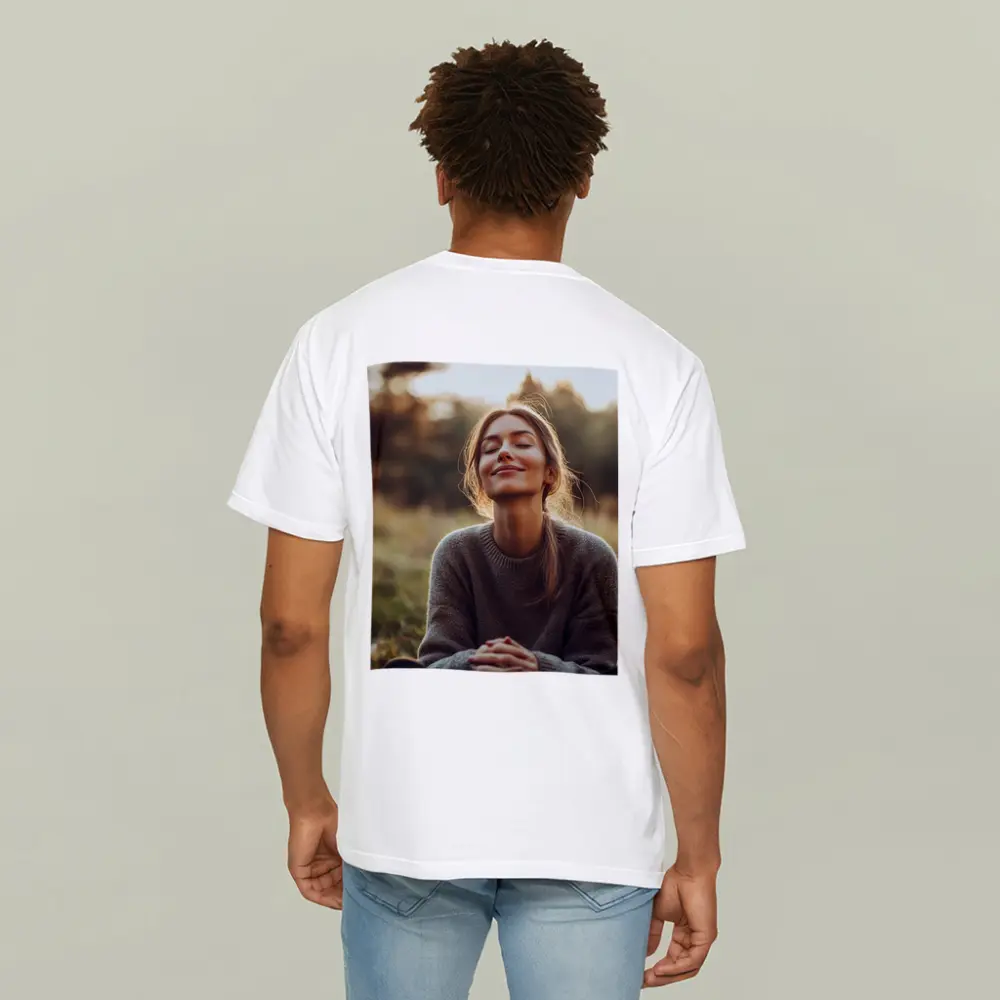 Woman Meditating Outdoors Golden Hour Nature – T-Shirts