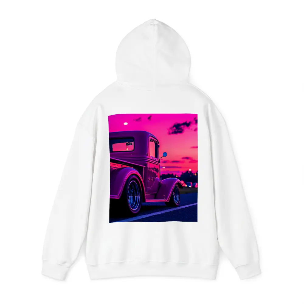 Classic Hot Rod Truck Neon Sunset Sky – Hoodies