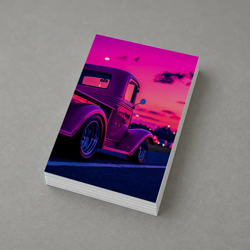 Classic Hot Rod Truck Neon Sunset Sky – Postcards