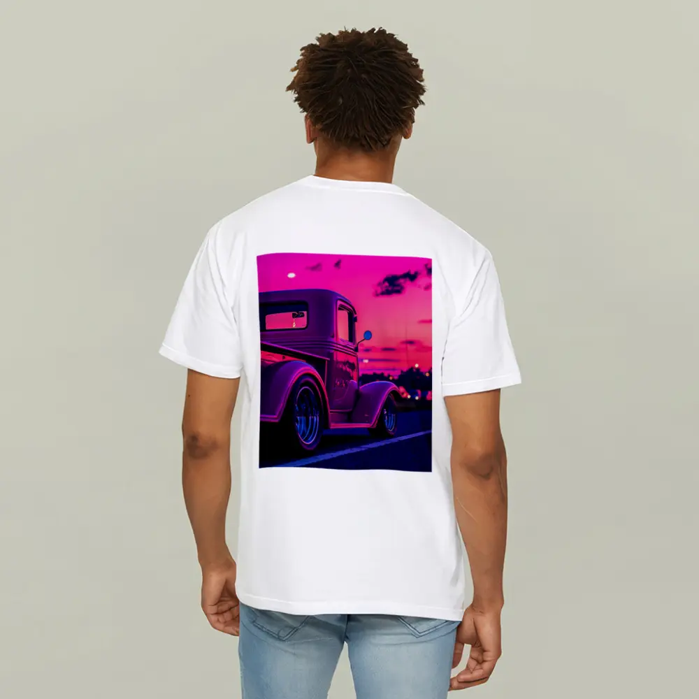 Classic Hot Rod Truck Neon Sunset Sky – T-Shirts