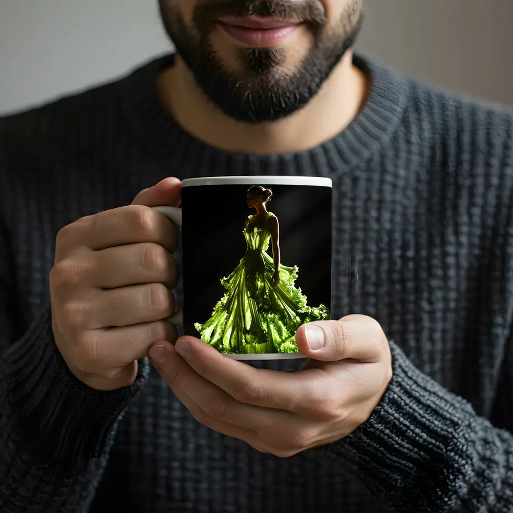 Woman Green Lettuce Gown Dark Stage – Mugs