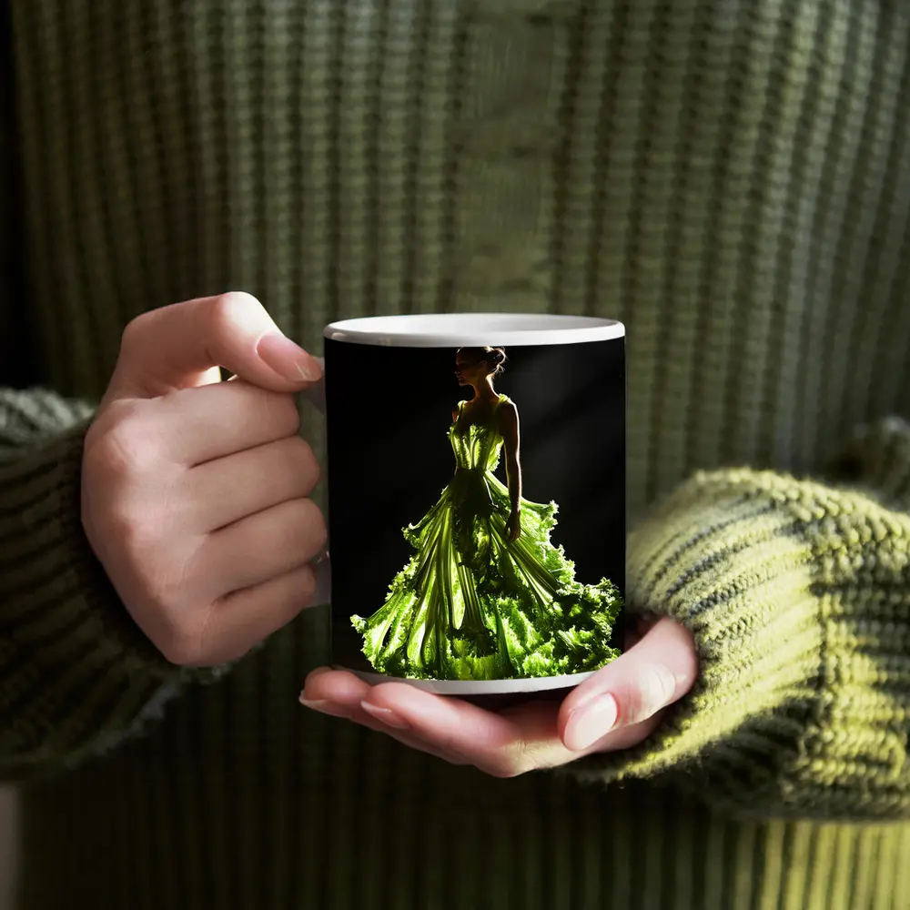 Woman Green Lettuce Gown Dark Stage – Mugs