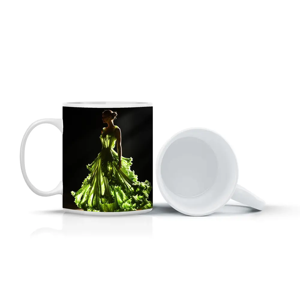Woman Green Lettuce Gown Dark Stage – Mugs
