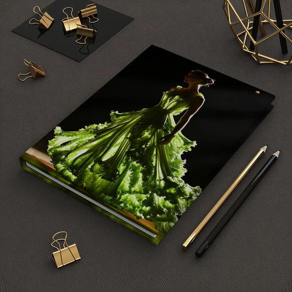 Woman Green Lettuce Gown Dark Stage – Notebooks