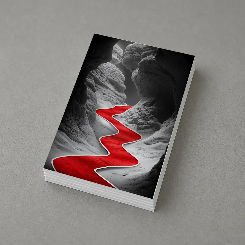 Red Winding Path Through Gray Canyon – Postcards