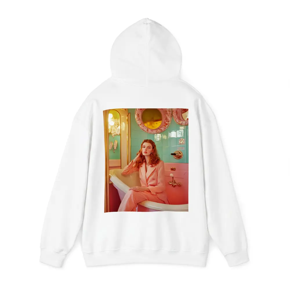 Redhead Woman Pink Suit Retro Bathroom – Hoodies
