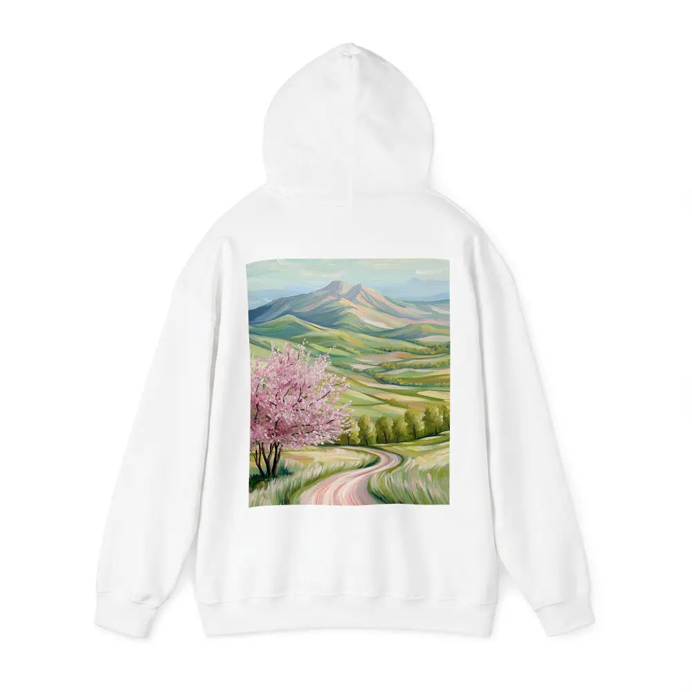 Cherry Blossom Tree Spring Valley Mountain Landscape – Hoodies